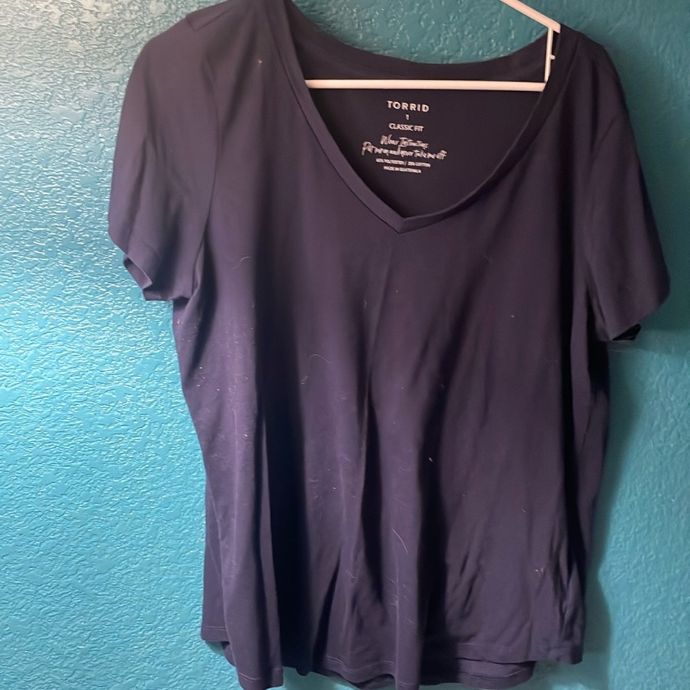 Navy blue v neck tee from Torrid